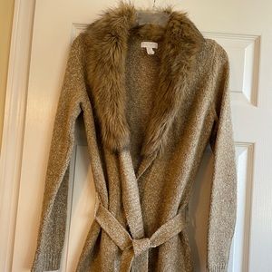 Charter Club fur trimmed cardigan sweater